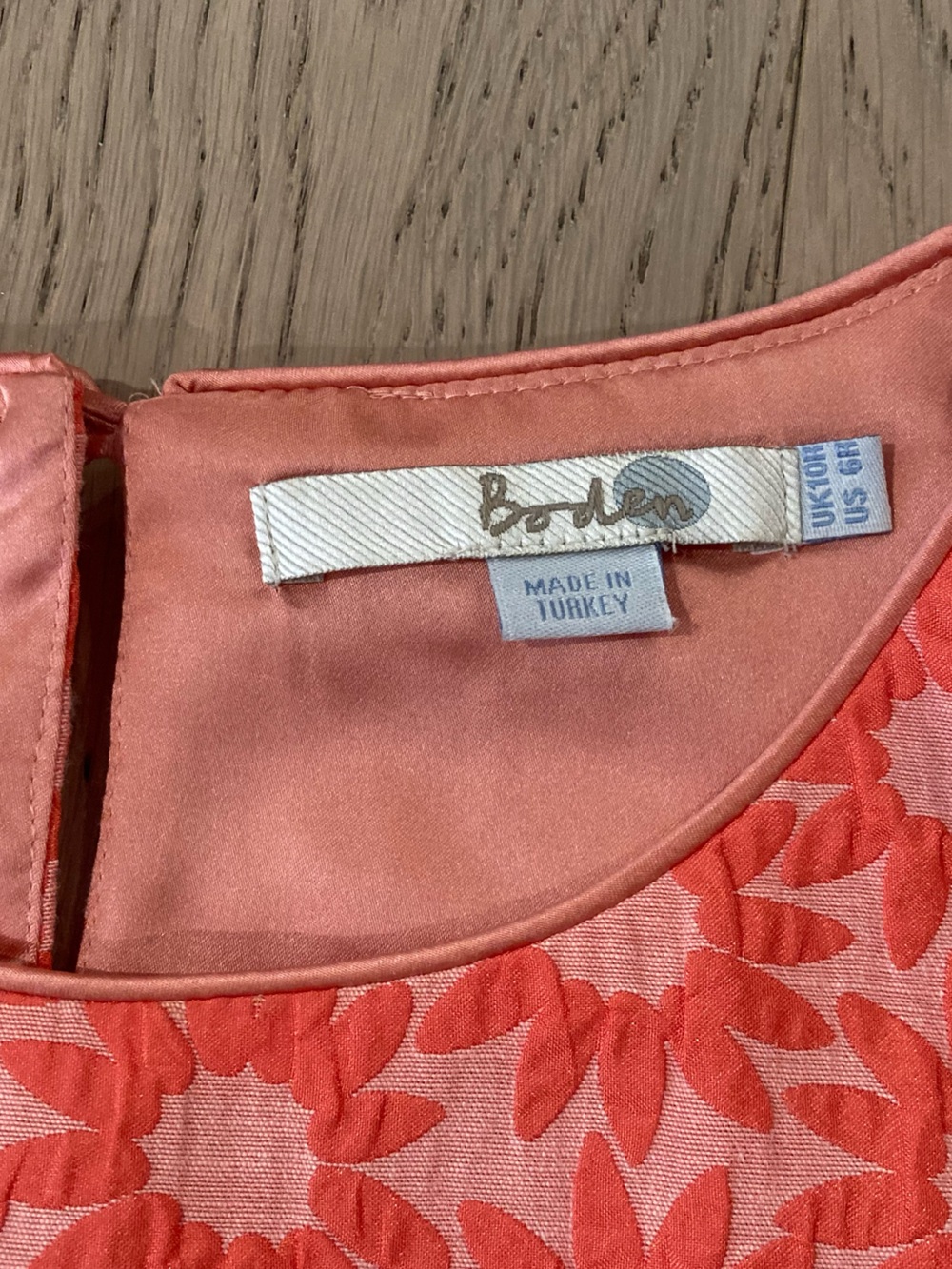 Boden Coral Pink Daisy Jacquard Shift Dress 6 - Picture 10 of 10